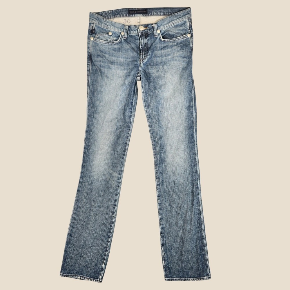 Rock & Republic Jeans Mens 30X33 Blue Straight Leg Embroidered Logo R031W